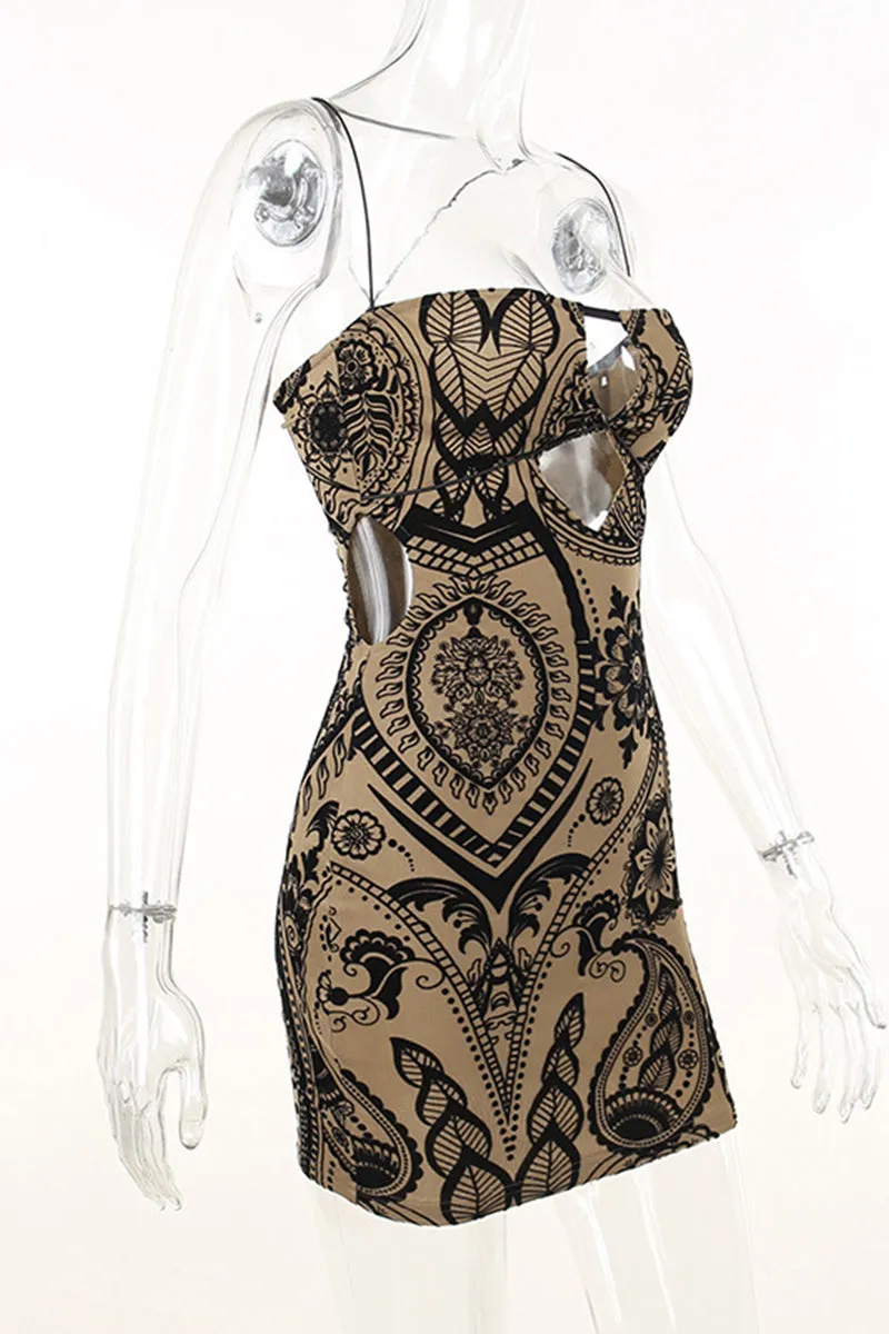 HUP1125 Printed Cutout Mini Dress