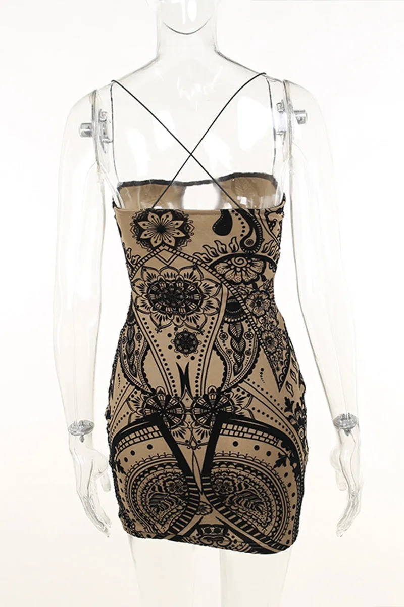 HUP1125 Printed Cutout Mini Dress