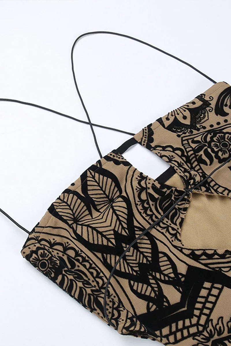 HUP1125 Printed Cutout Mini Dress