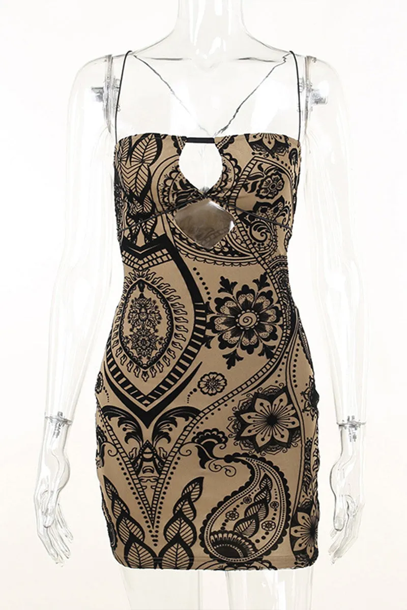 HUP1125 Printed Cutout Mini Dress