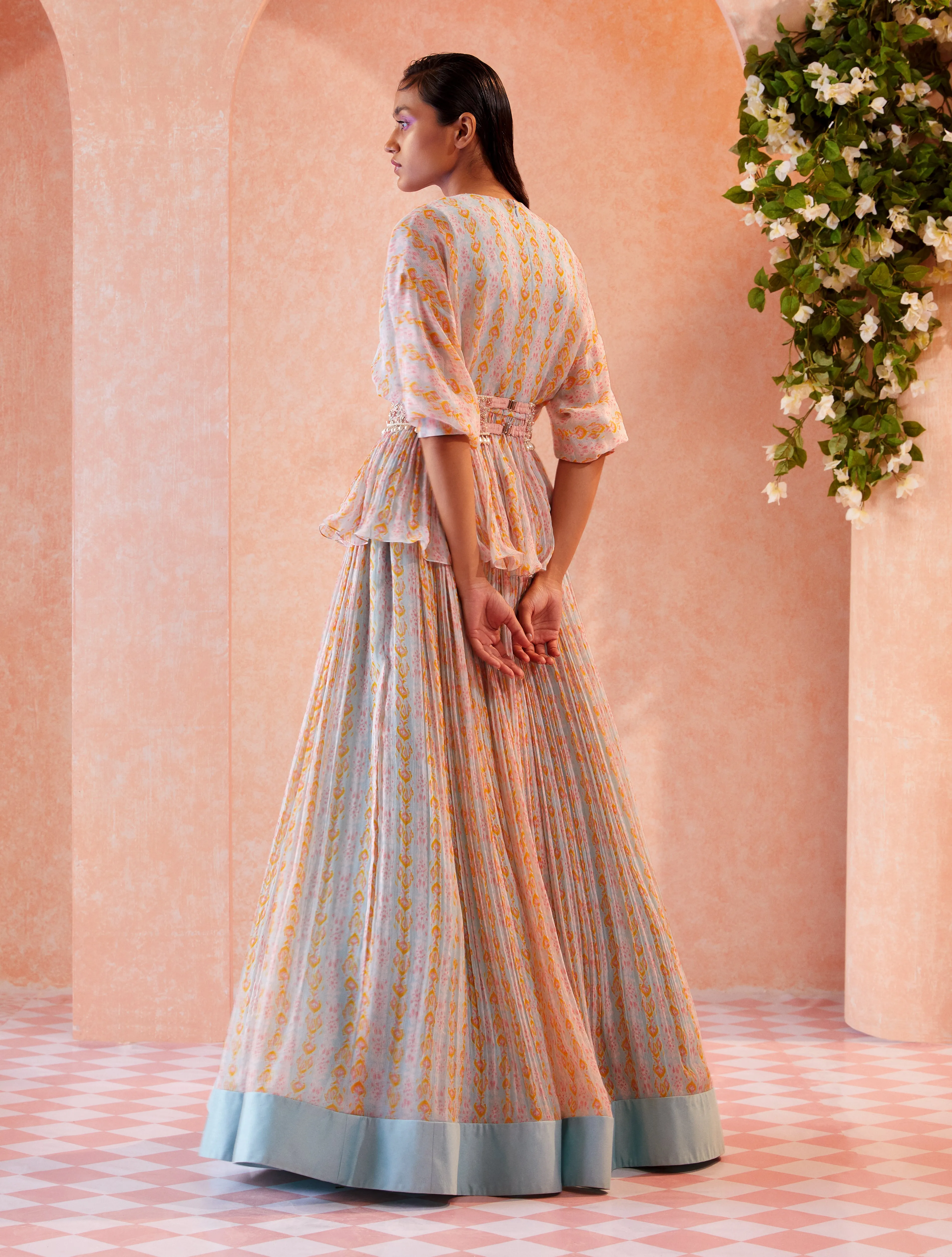 Ice Blue Fleurine Skirt Set