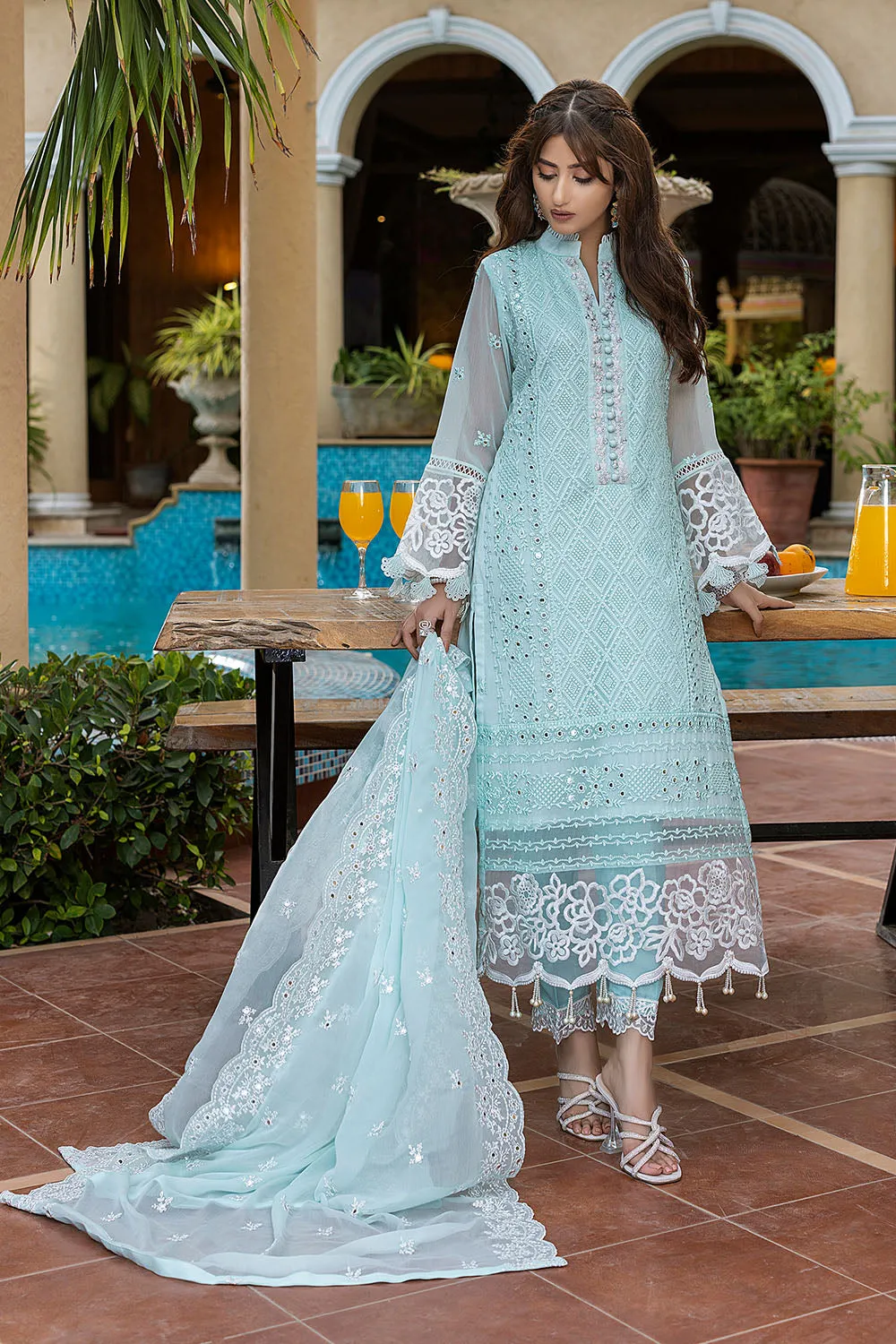 Ice Green | Azure Luxe Embroidered 3pcs Collections 2023