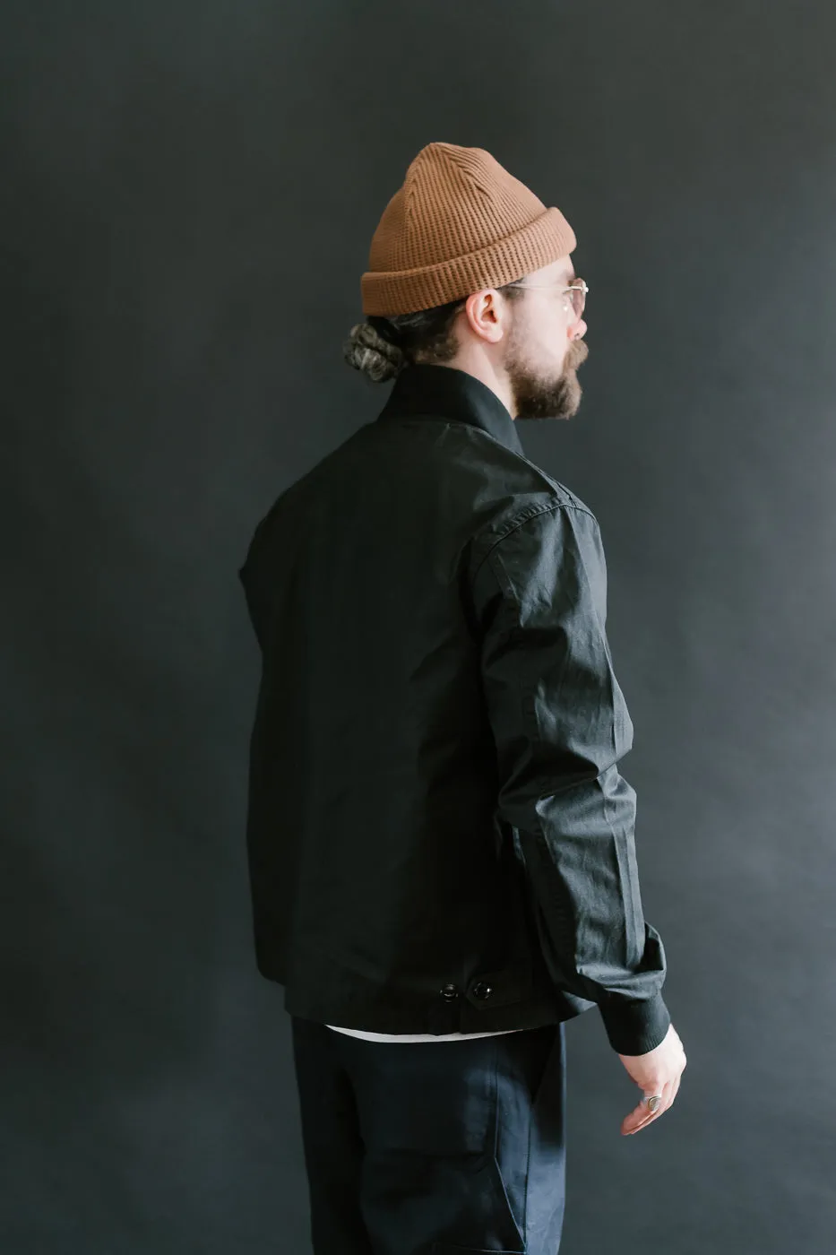 IHJ-145-BLK - 7oz Rubber Wax Coated Windbreaker - Black
