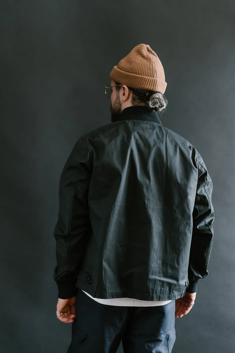 IHJ-145-BLK - 7oz Rubber Wax Coated Windbreaker - Black