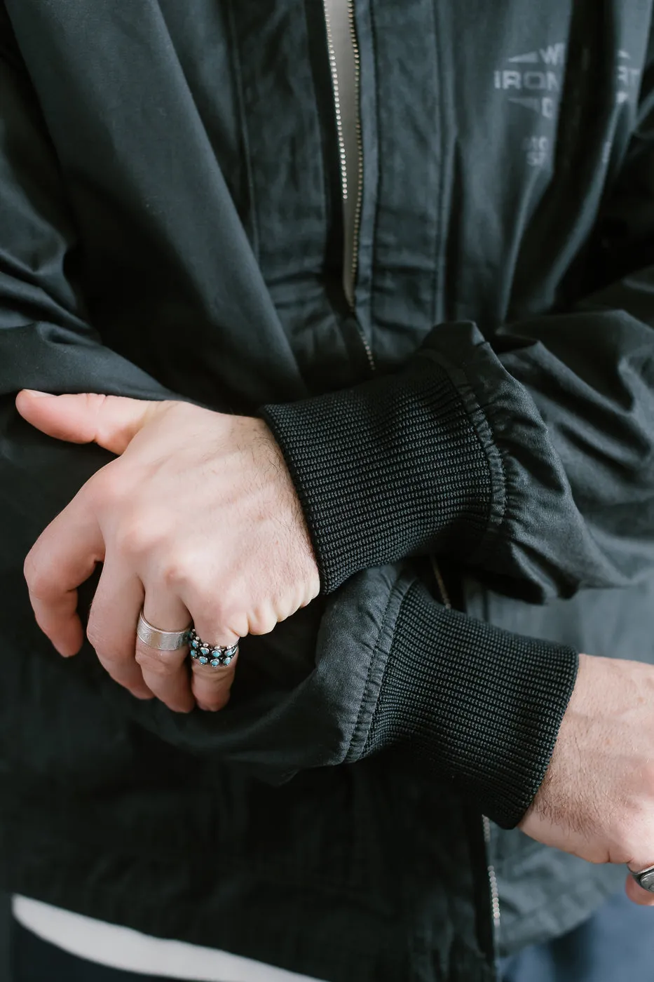 IHJ-145-BLK - 7oz Rubber Wax Coated Windbreaker - Black