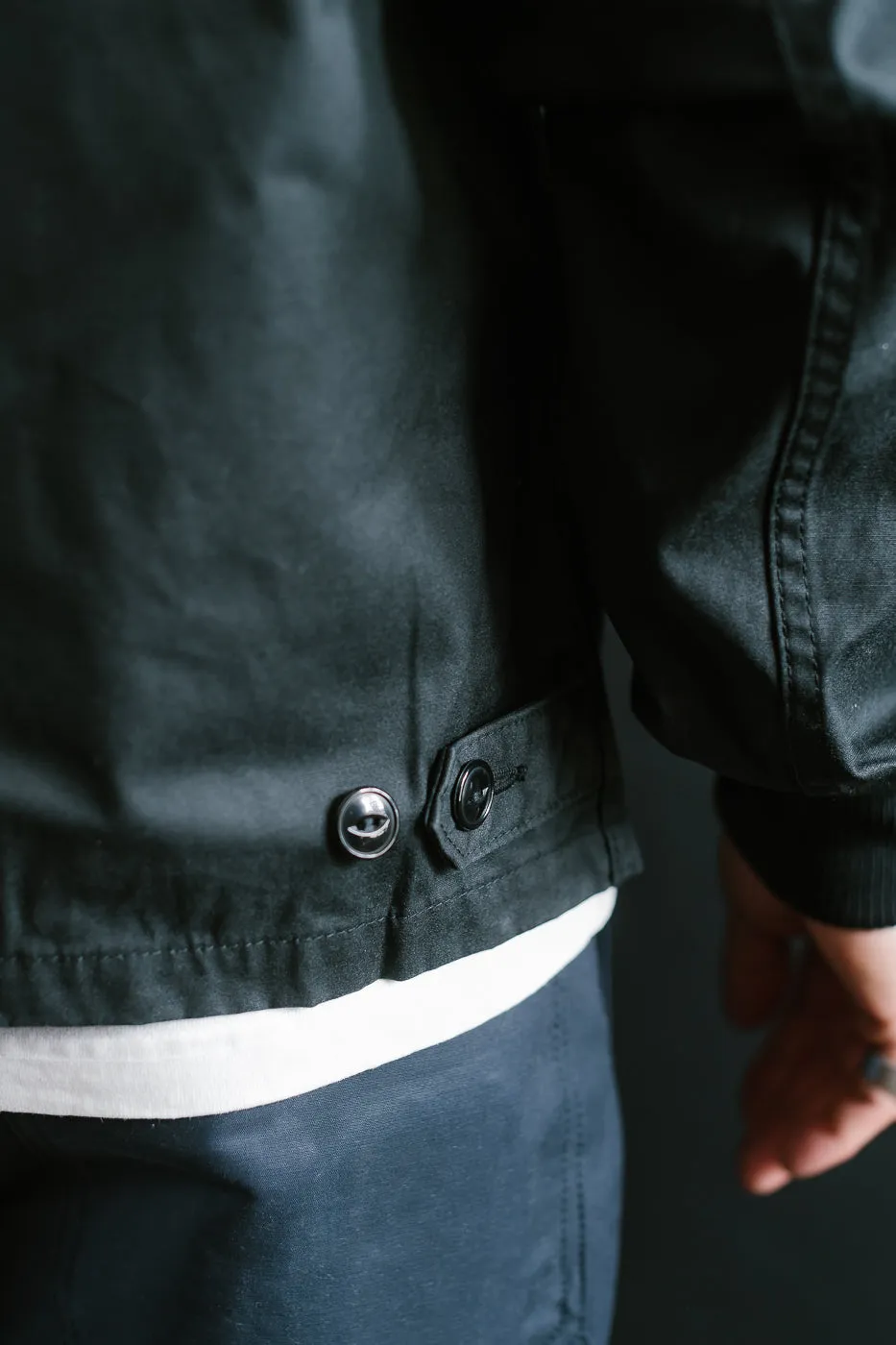 IHJ-145-BLK - 7oz Rubber Wax Coated Windbreaker - Black