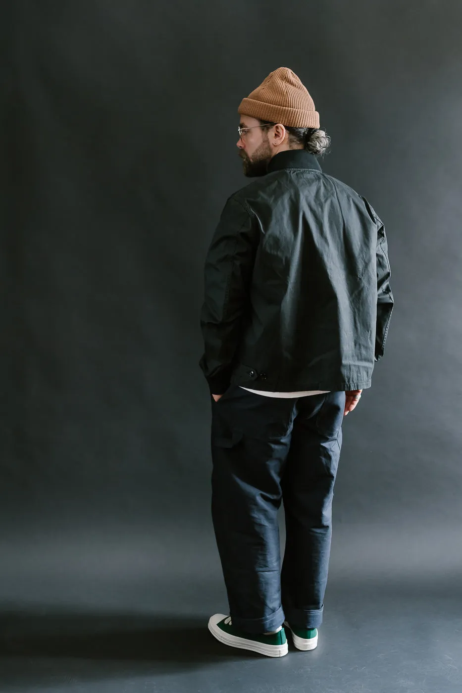 IHJ-145-BLK - 7oz Rubber Wax Coated Windbreaker - Black