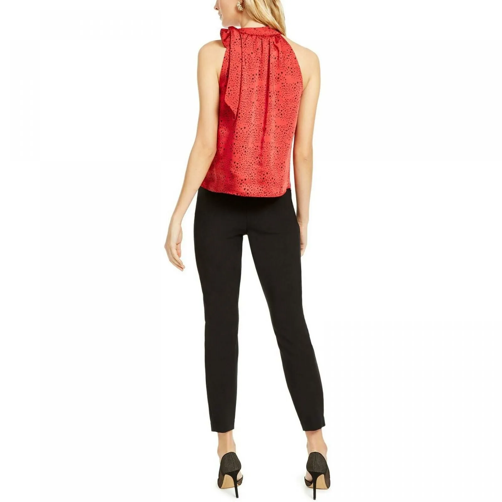 INC International Concepts Women's Heart Print Bow Top