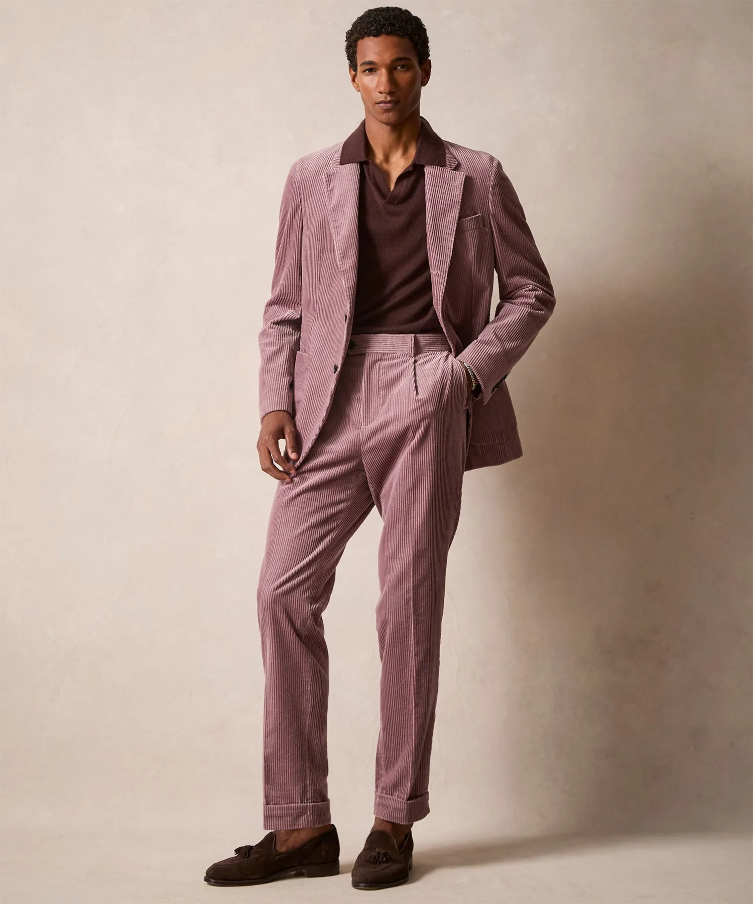 Italian Wide Wale Corduroy Madison Jacket in Mauve