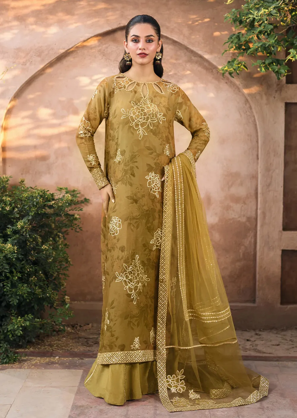 IZKN-08 - Mustard Readymade - Bandhani Chiffon Collection by Iznik 2025