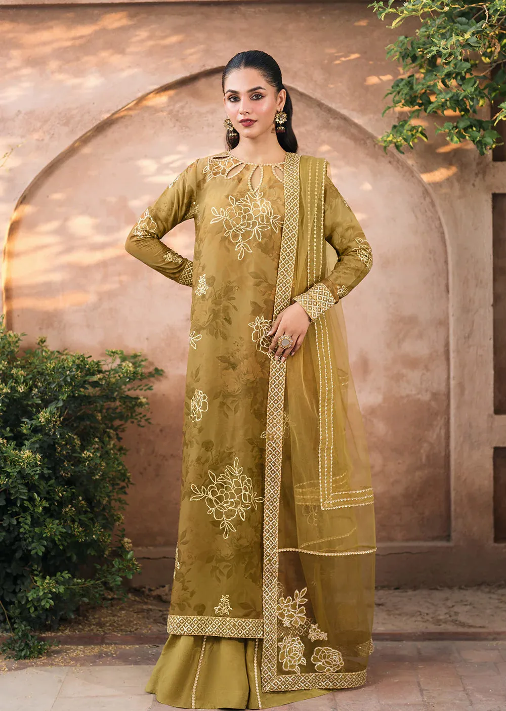 IZKN-08 - Mustard Readymade - Bandhani Chiffon Collection by Iznik 2025