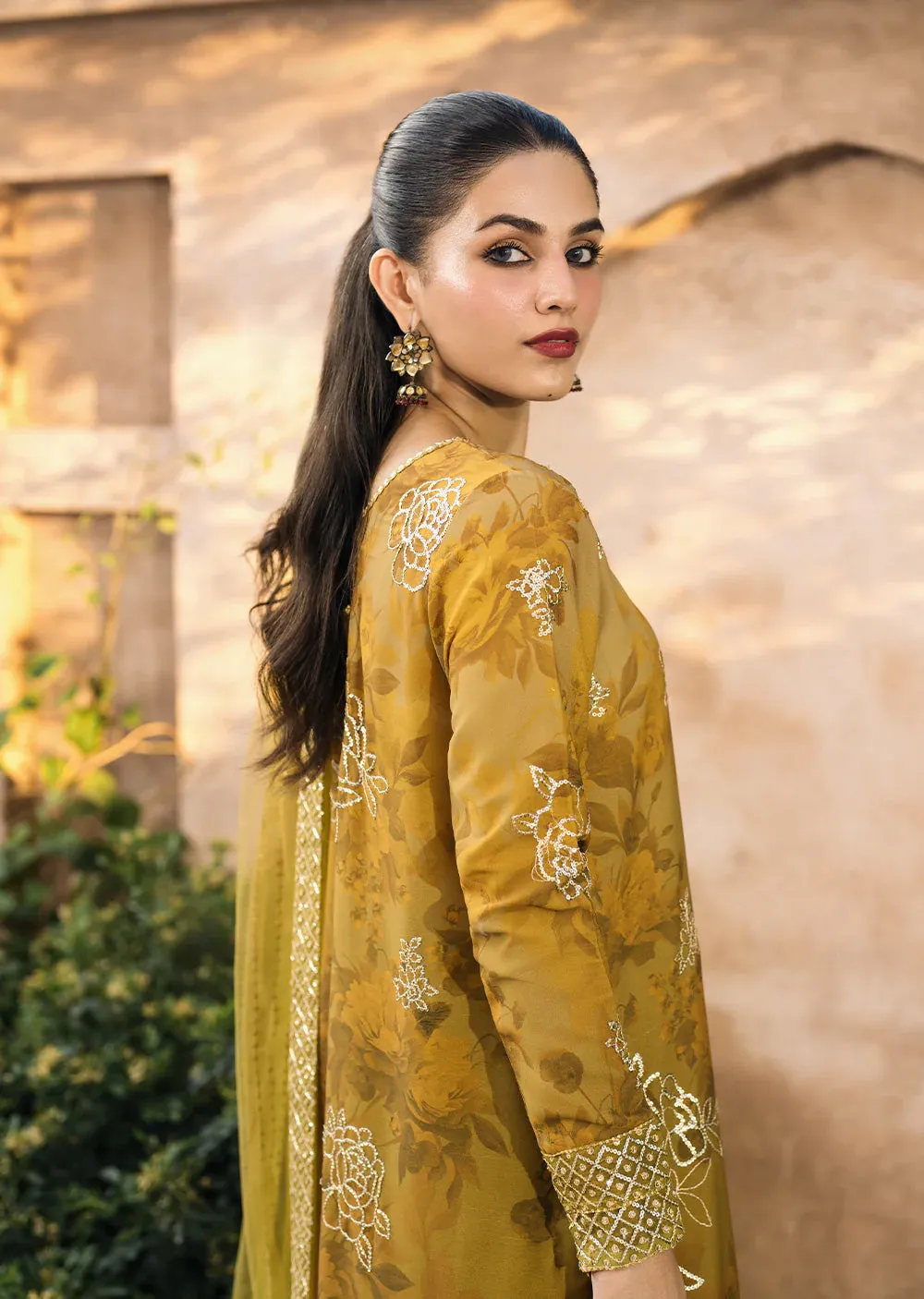 IZKN-08 - Mustard Readymade - Bandhani Chiffon Collection by Iznik 2025