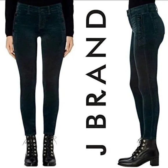 J. Brand Zion Velvet Crop Skinny Jeans in Asphalt Size 26
