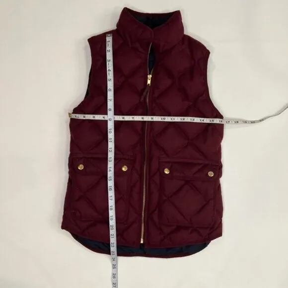 J. Crew Puffer Quilted Excursion Full Zip Plaid Vest Pockets St C8550 Size XXS