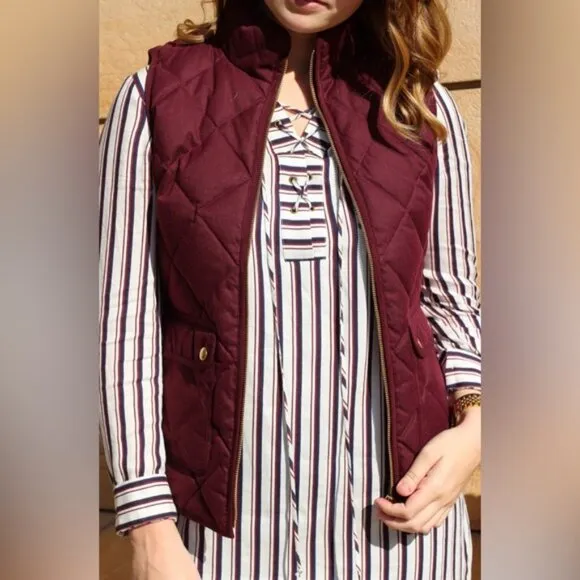J. Crew Puffer Quilted Excursion Full Zip Plaid Vest Pockets St C8550 Size XXS