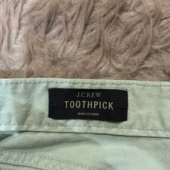 J crew toothpick 28 ankle light mint green skinny jeans