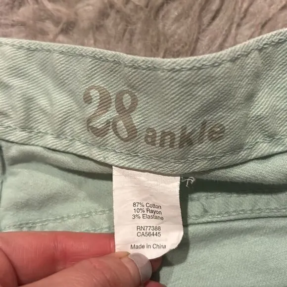 J crew toothpick 28 ankle light mint green skinny jeans