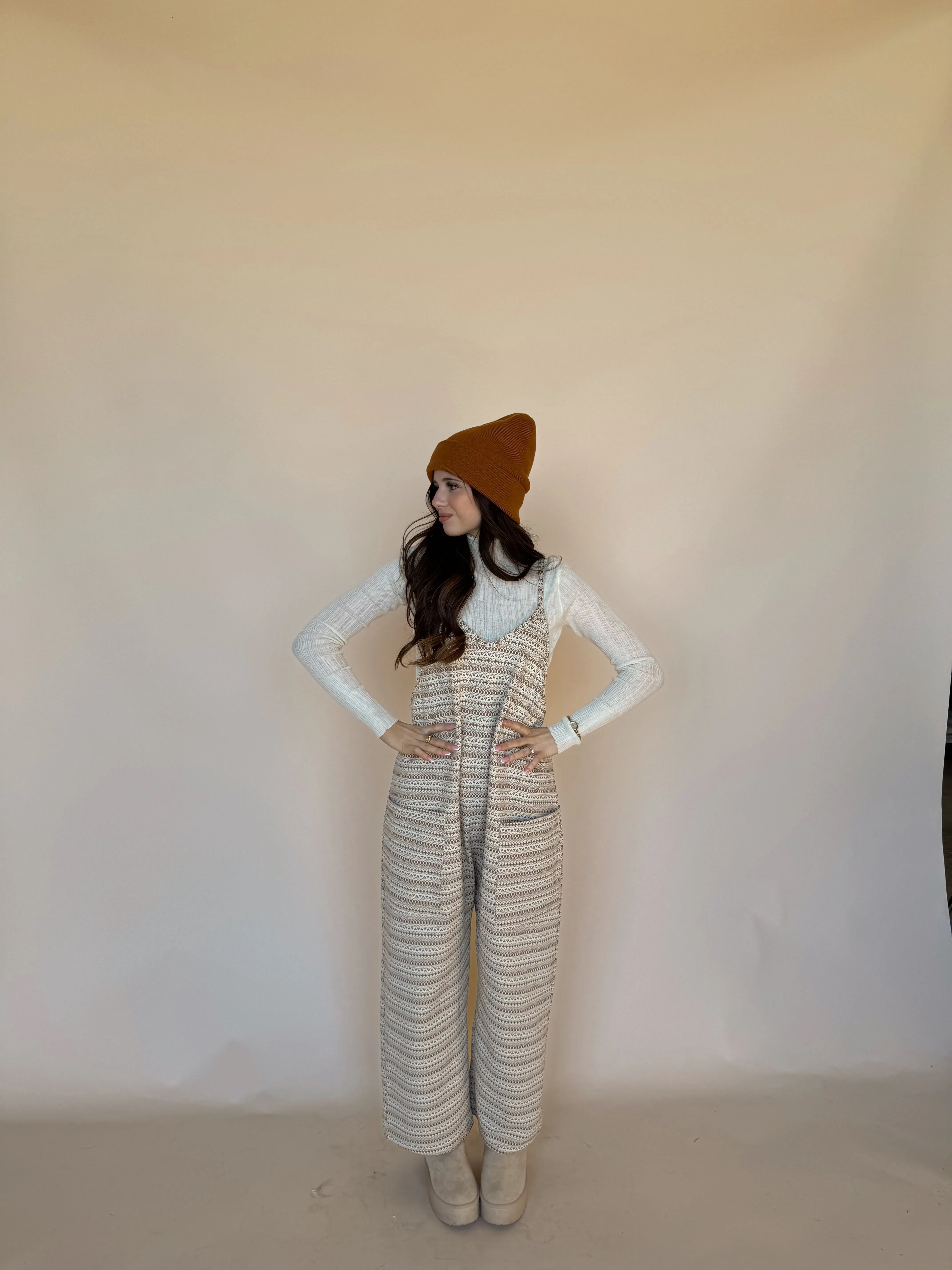 Jacquard Rust Knit Overall