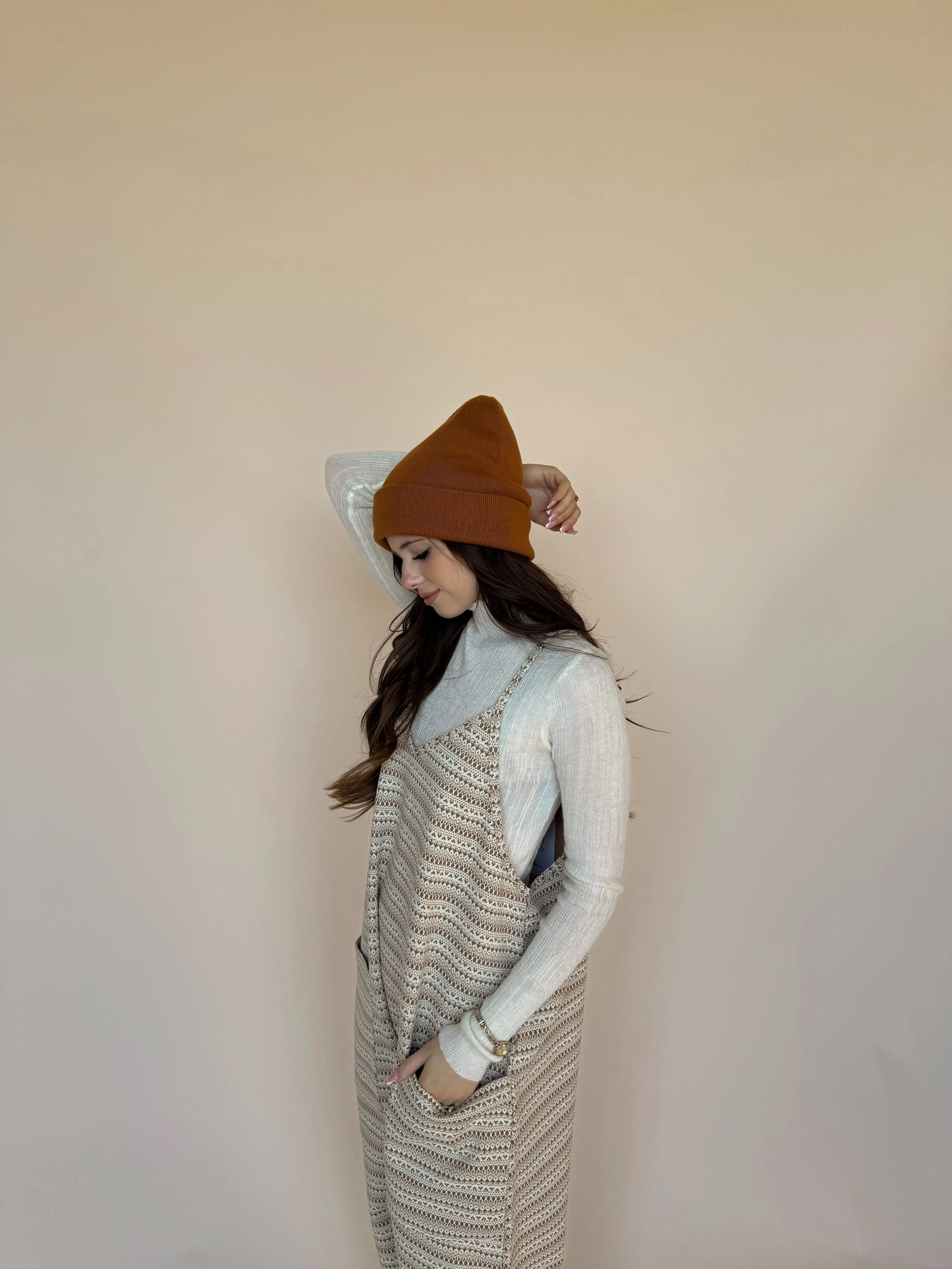 Jacquard Rust Knit Overall