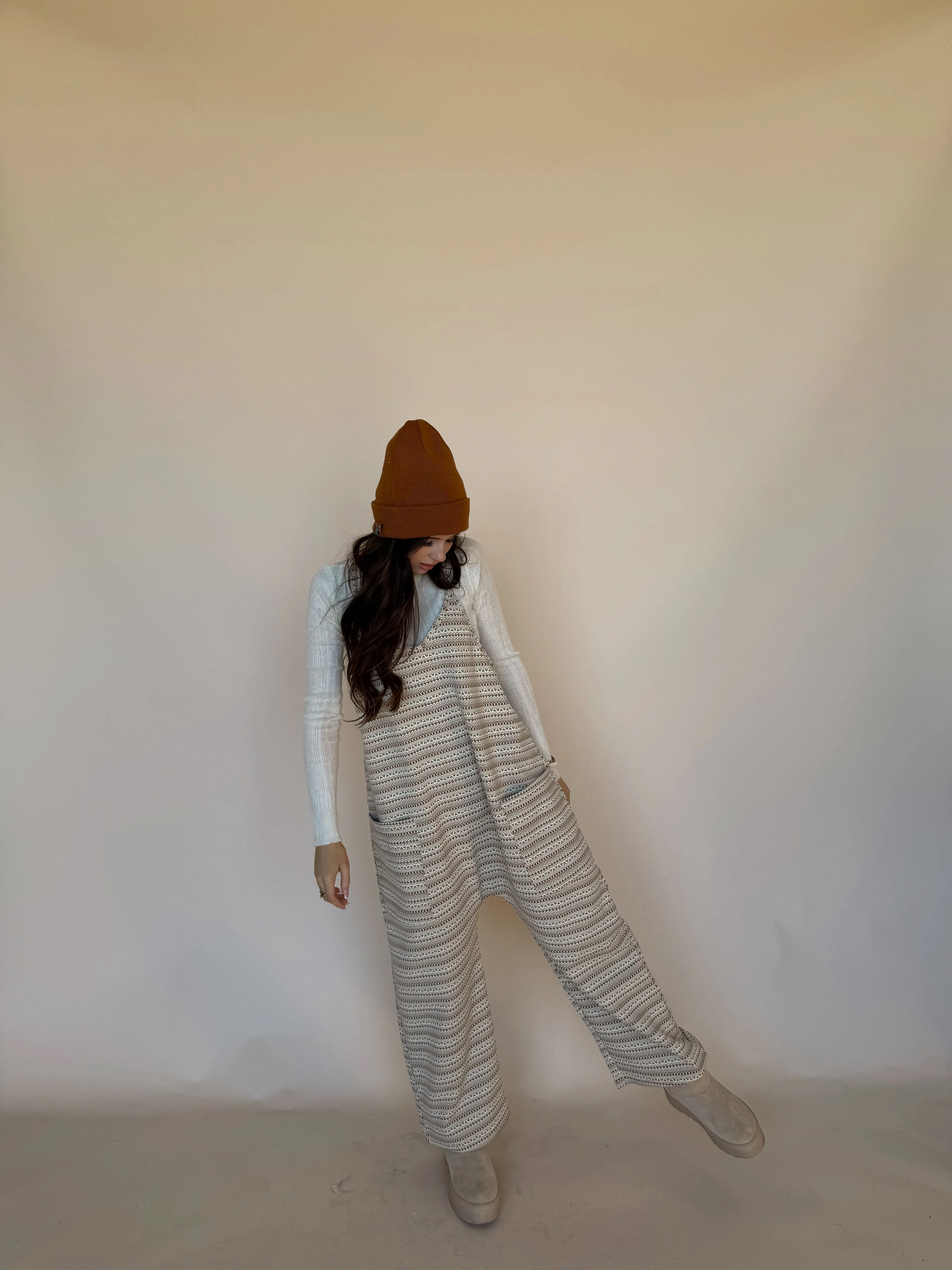 Jacquard Rust Knit Overall