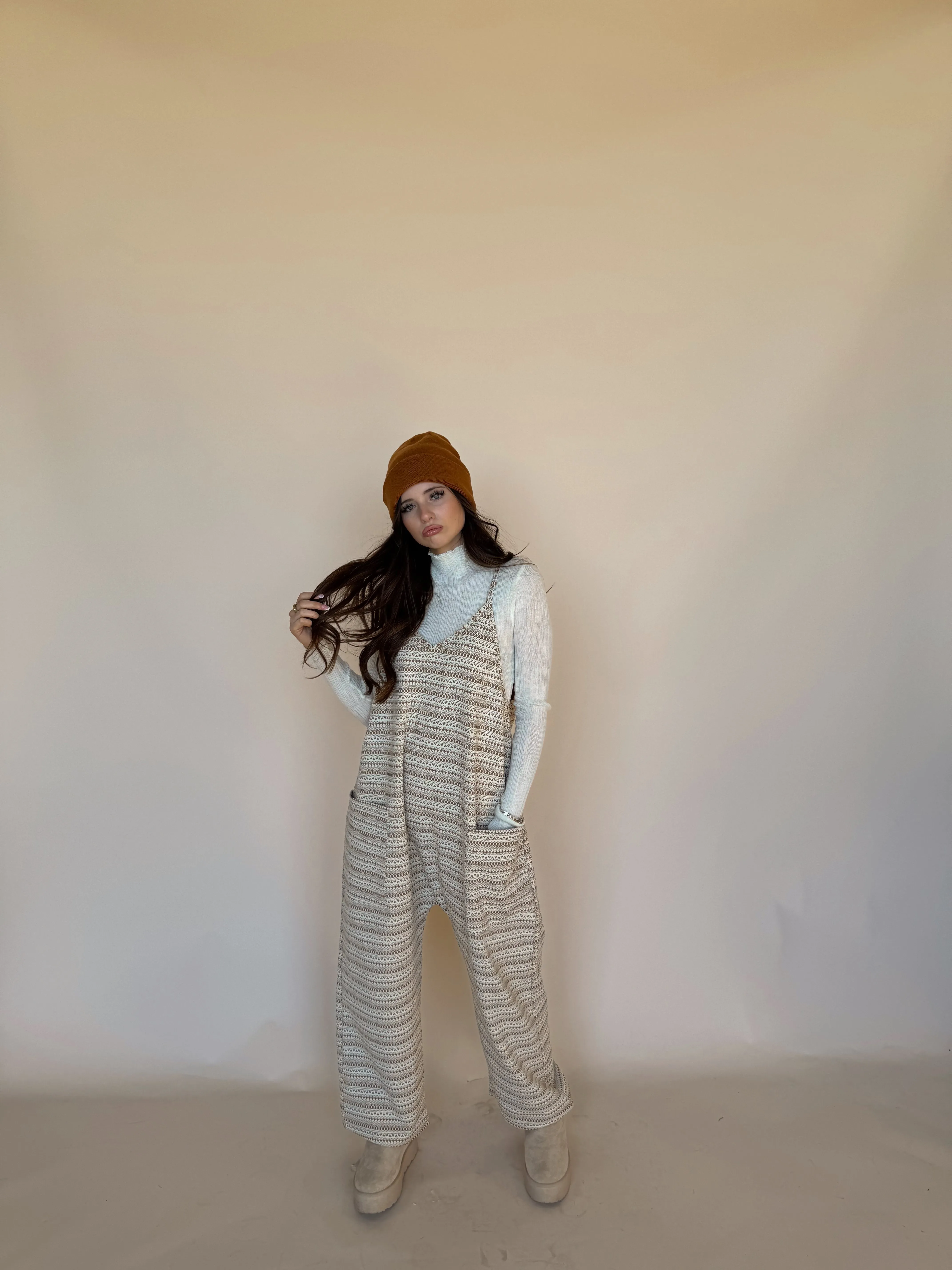 Jacquard Rust Knit Overall