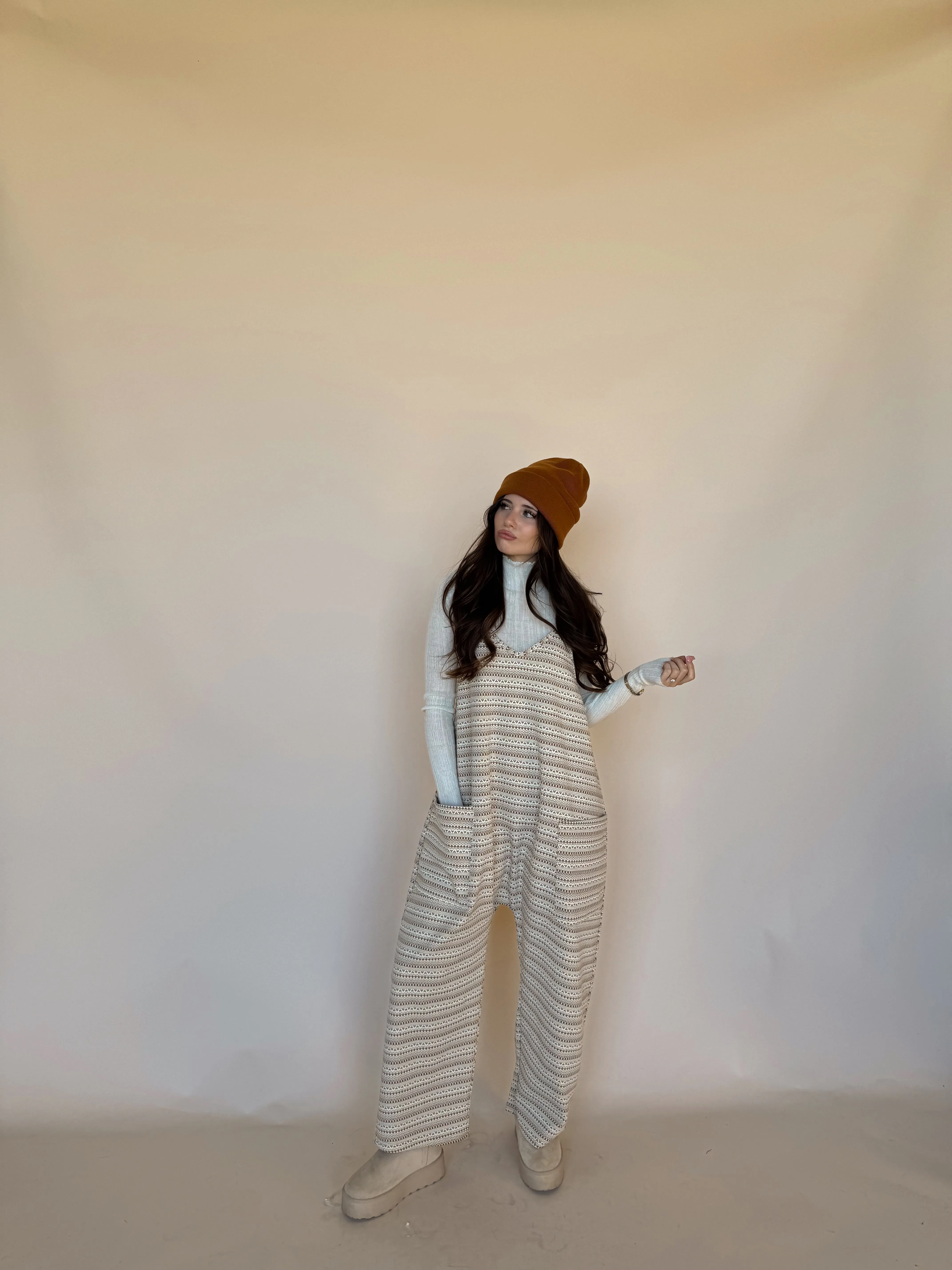 Jacquard Rust Knit Overall