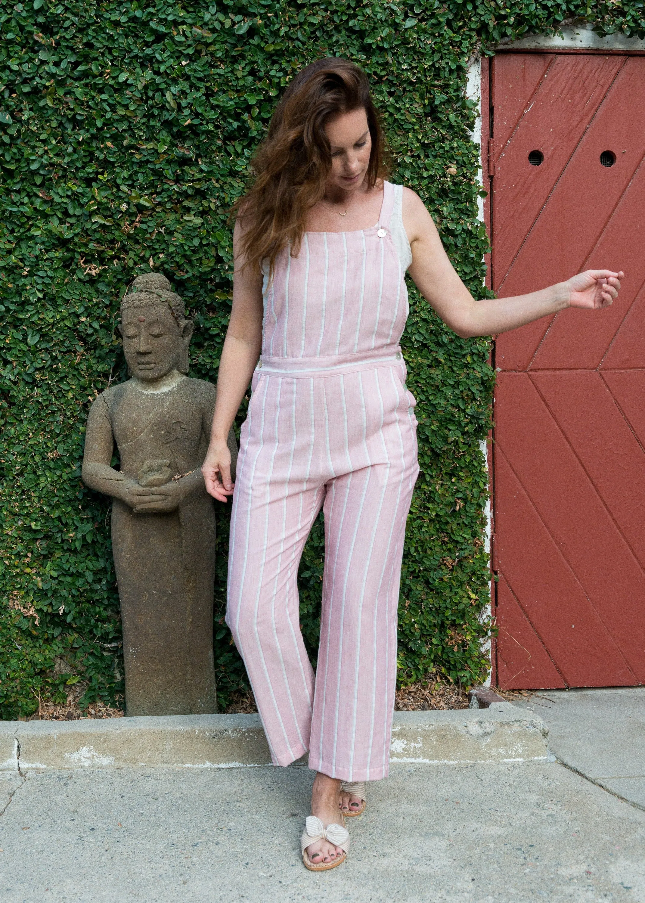 Jada Overalls in Red/Pink Stripe