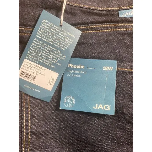 Jag NWT Phoebe High Rise Boot Jeans Dark Wash Size 18W 32” Inseam RT94