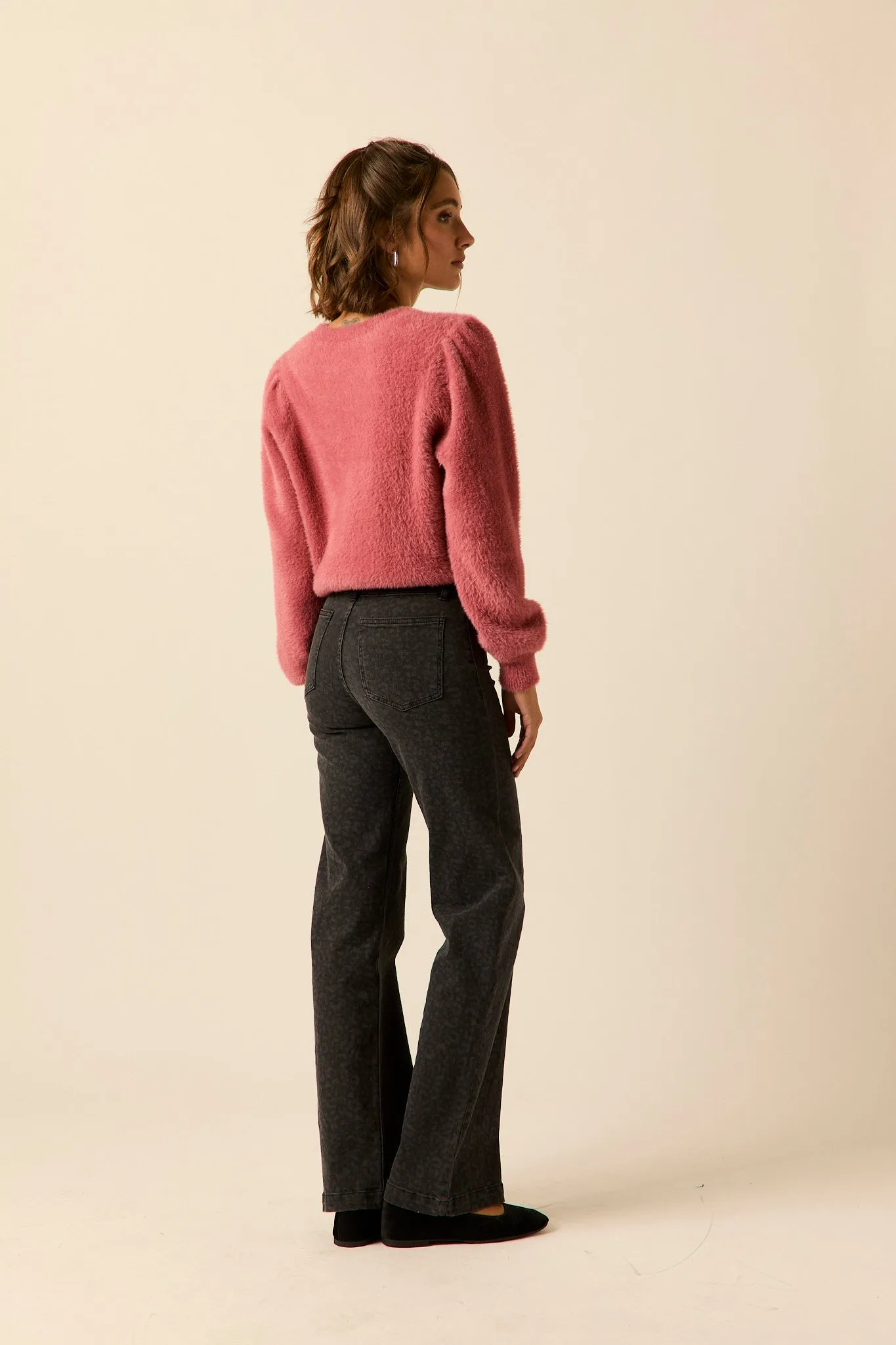 Jeans straight animal print bicolor