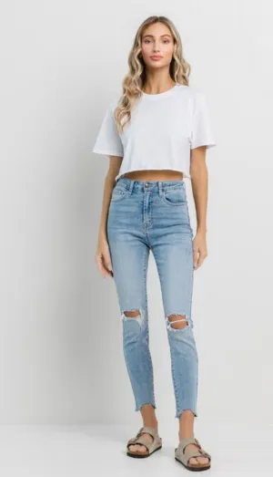 Jelly Jeans - High Rise Skinny Shark Bite Ankle