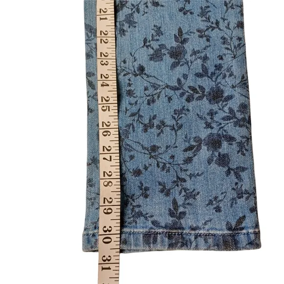 J.JILL Weekender Liberty Floral Print Straight Leg Medium Wash Jeans 6