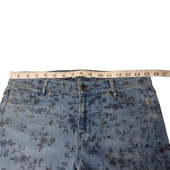 J.JILL Weekender Liberty Floral Print Straight Leg Medium Wash Jeans 6