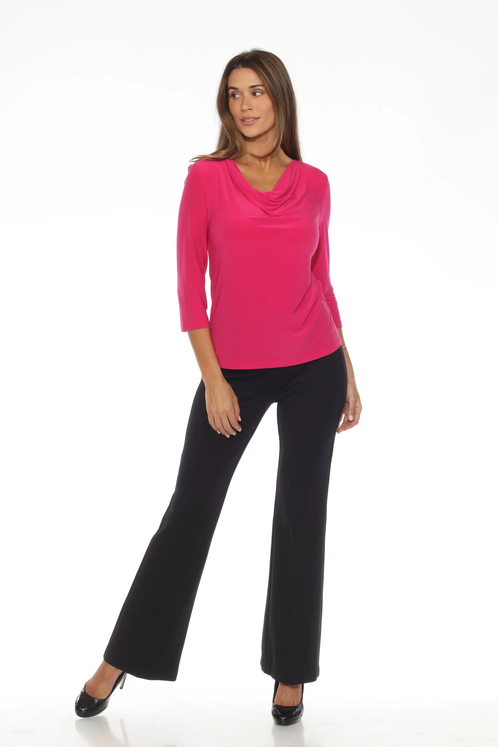 Joseph Ribkoff Cowl Neck 3/4 Sleeve Silky Knit Top 243318