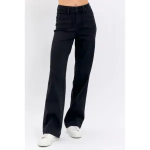 Judy Blue Hi-Waisted Patch Pocket Straight Leg Black Denim