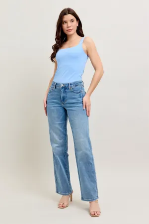 Judy Blue Mid Rise Tummy Control Straight Jeans