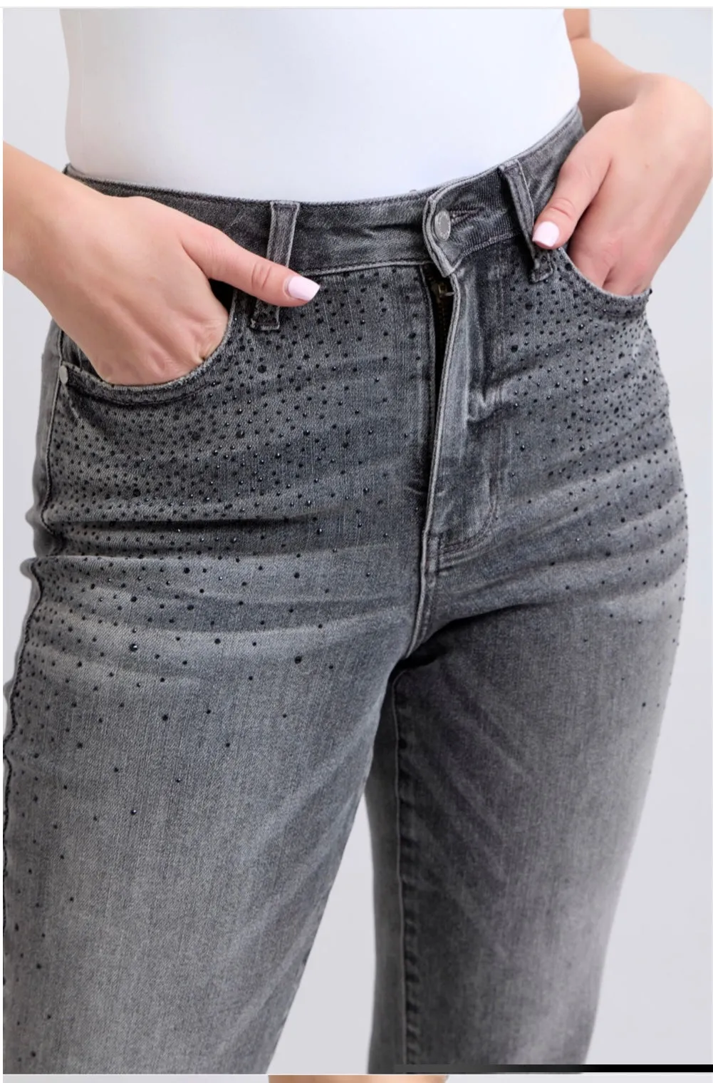 Judy Blue Rhinestone Straight Jeans