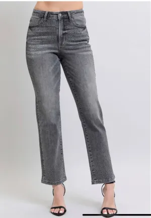 Judy Blue Rhinestone Straight Jeans