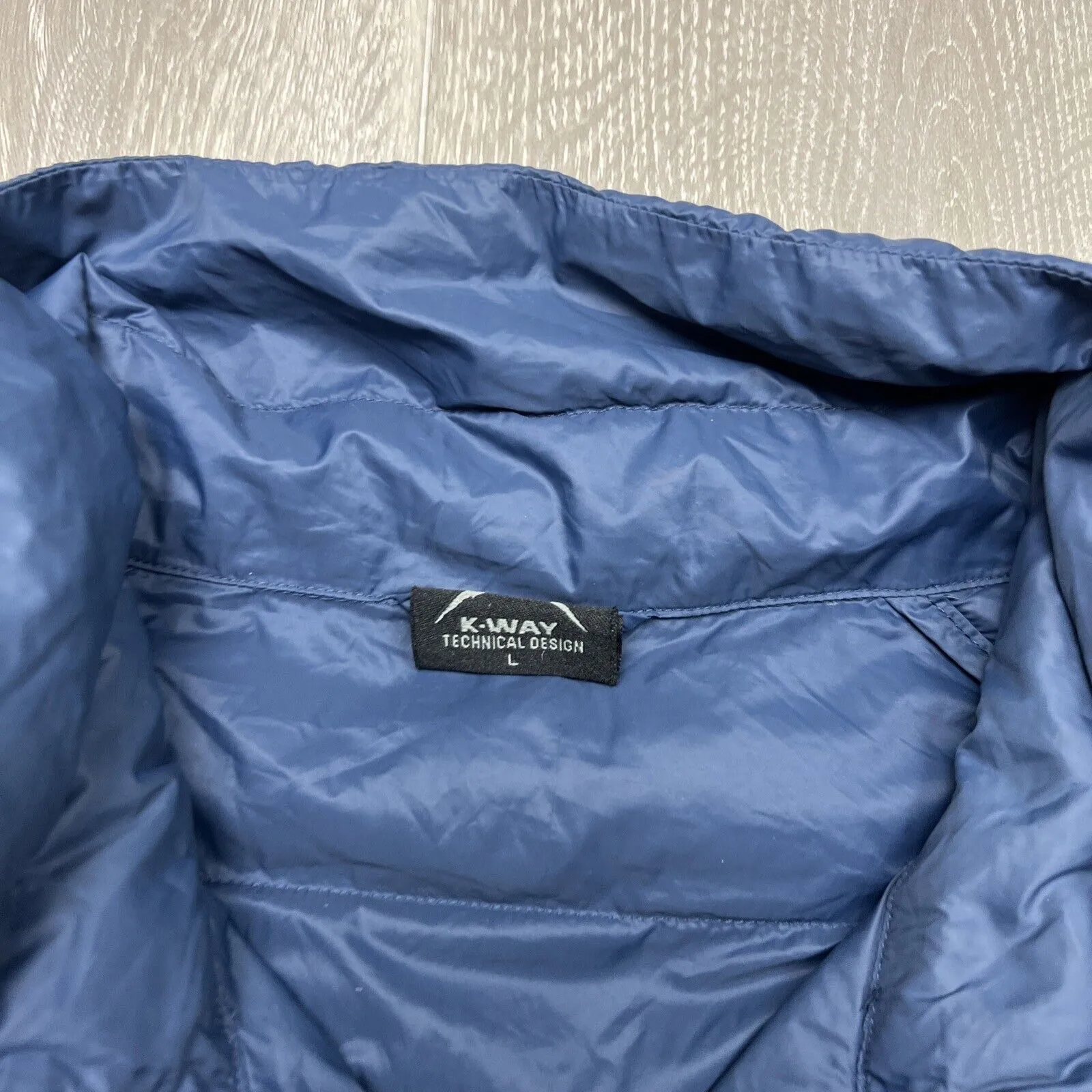 K-Way Mens Blue Drake Puffer Down Jacket Size Large