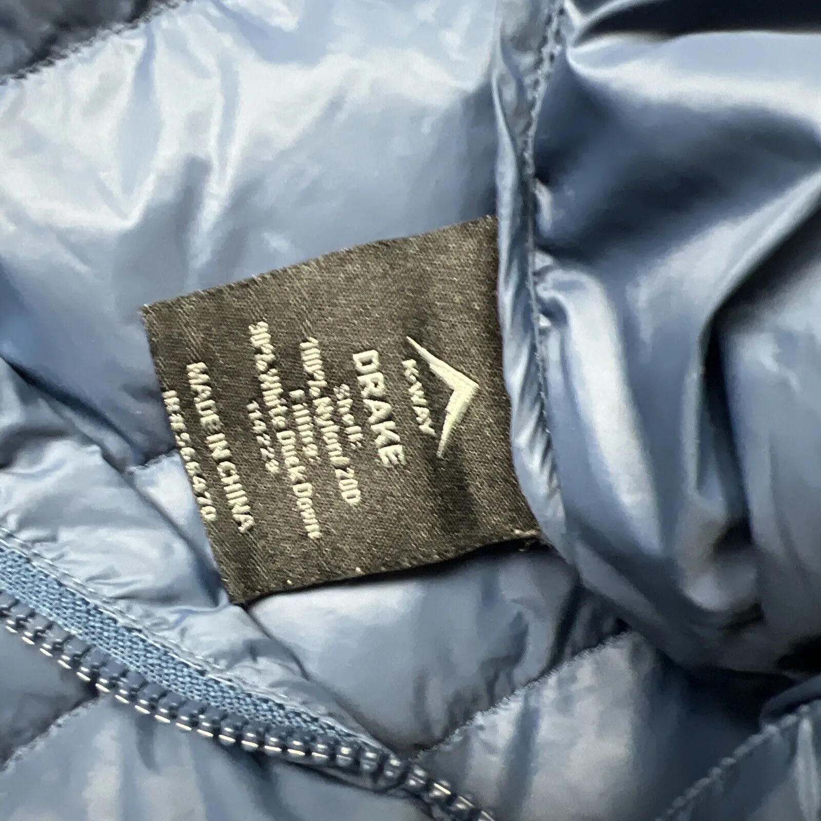 K-Way Mens Blue Drake Puffer Down Jacket Size Large