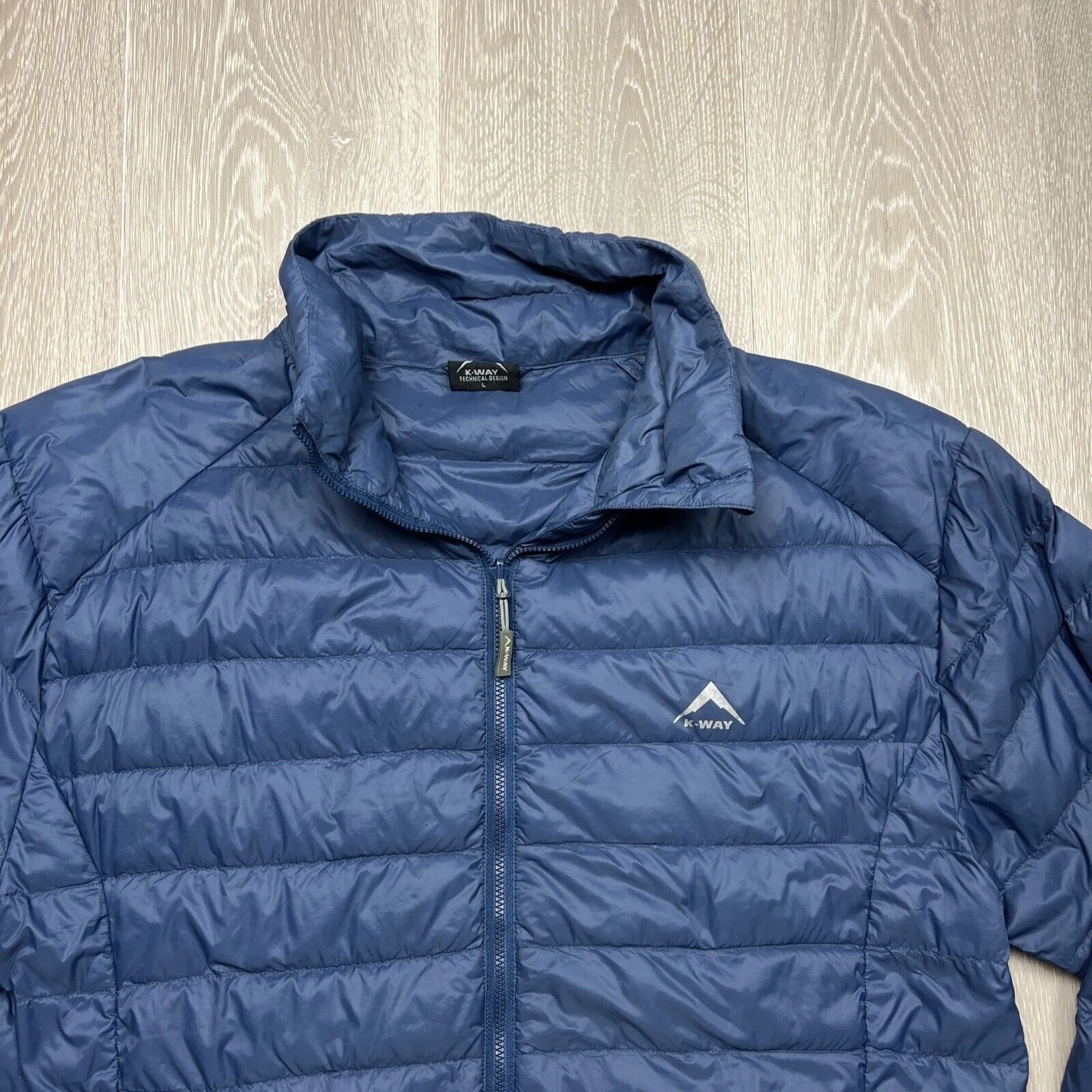 K-Way Mens Blue Drake Puffer Down Jacket Size Large