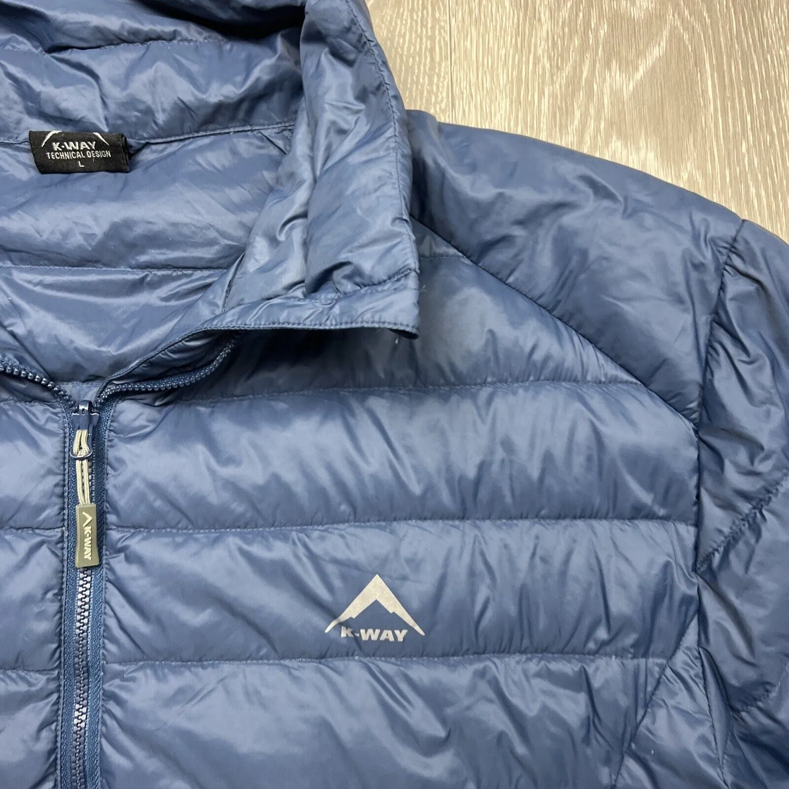 K-Way Mens Blue Drake Puffer Down Jacket Size Large