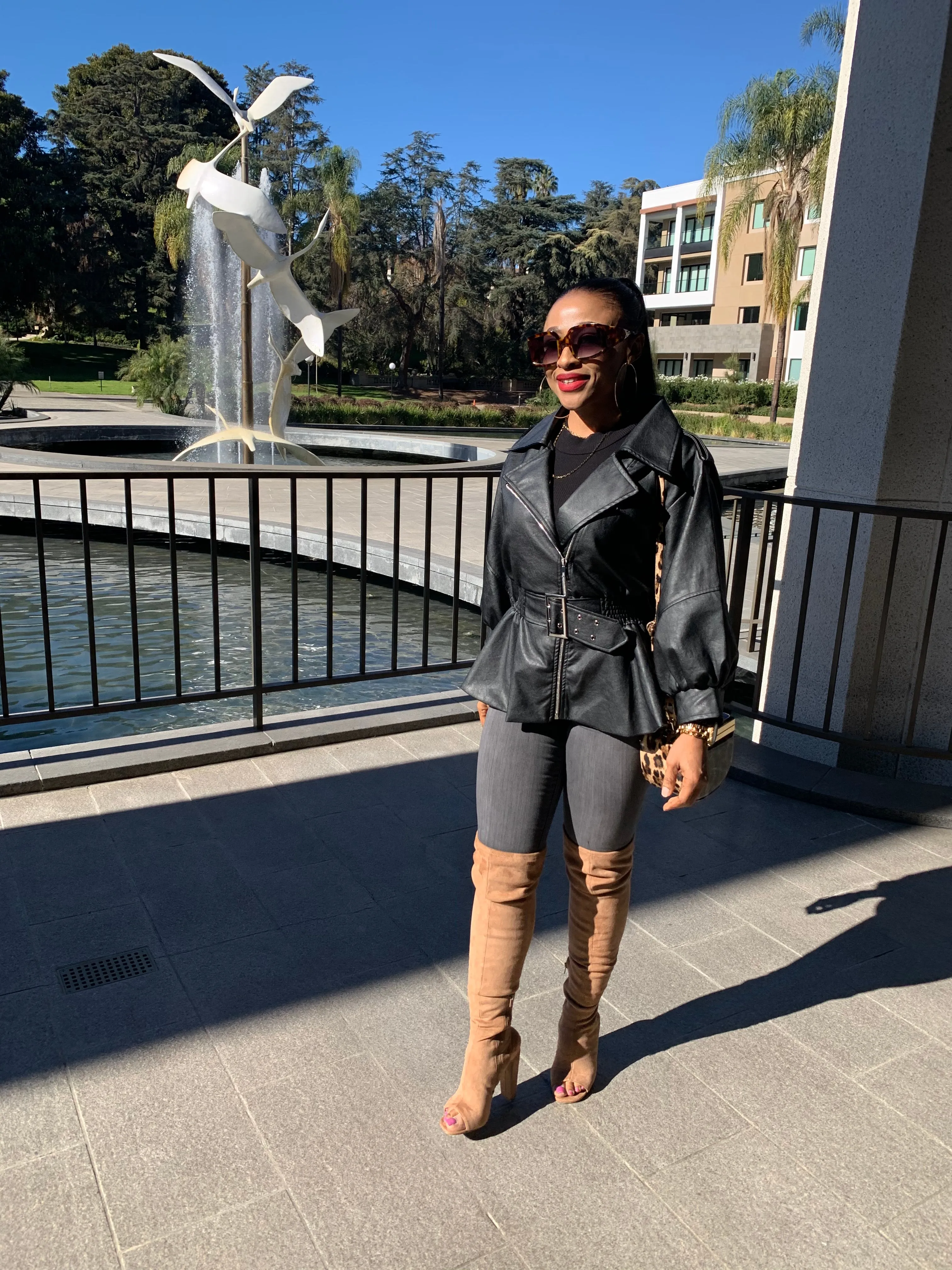 Kaitlin Fuax Leather Peplum Jacket