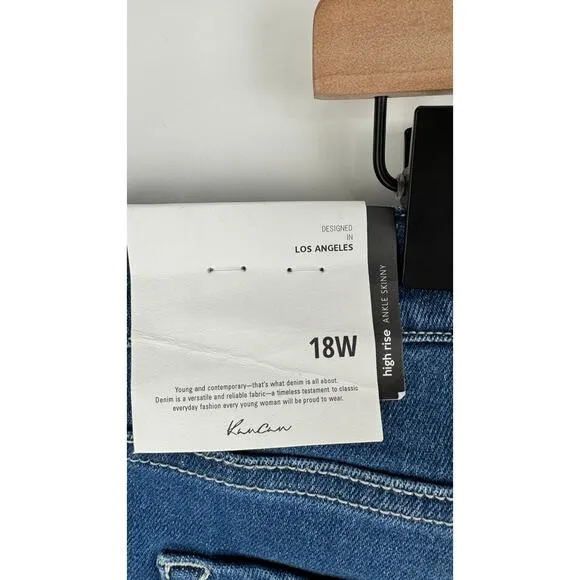 KanCan Bellatrix High Rise Ankle Skinny Denim Jeans Womens Plus Size 18W New