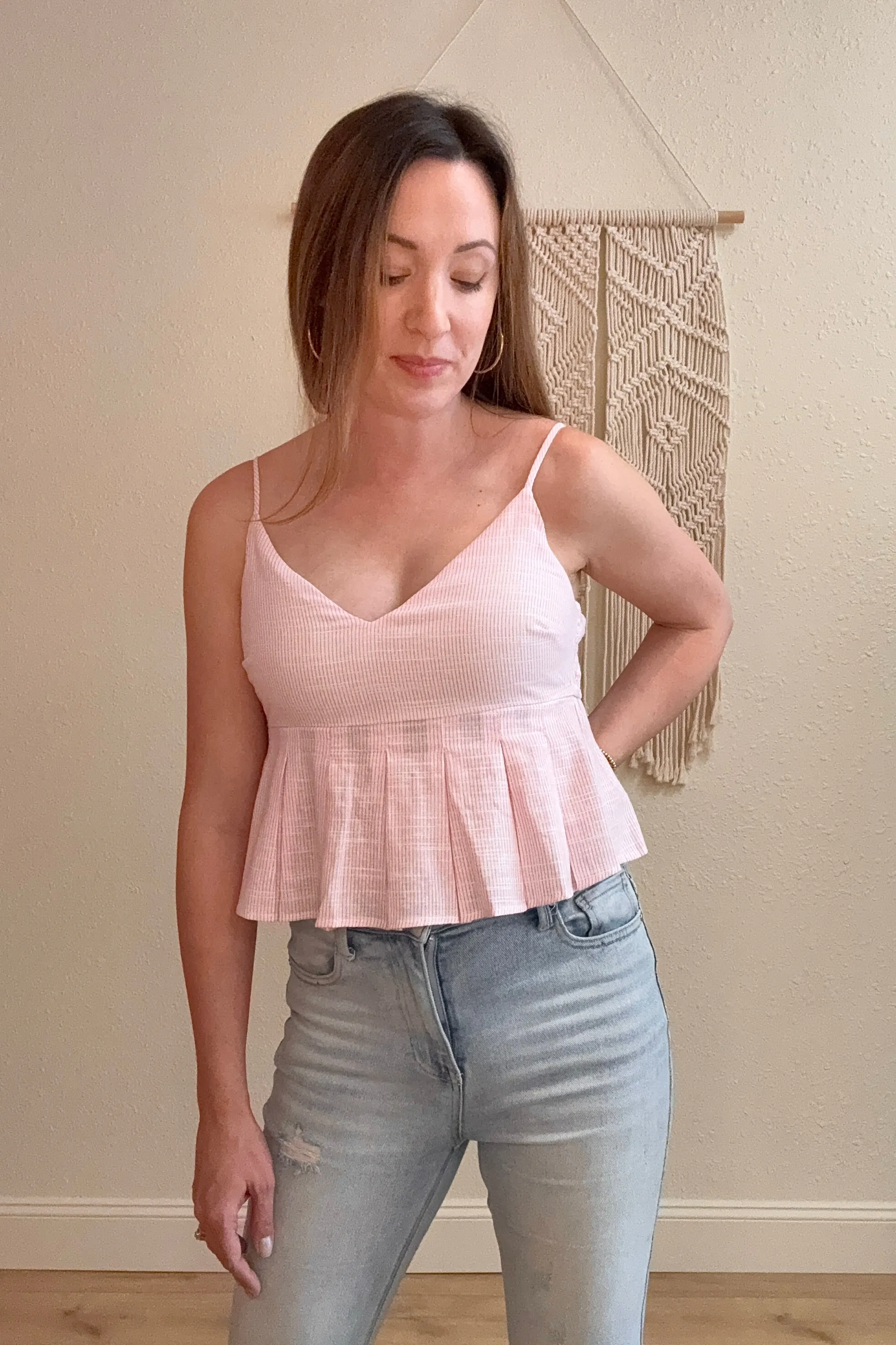 Katherine Pinstripe Peplum Top