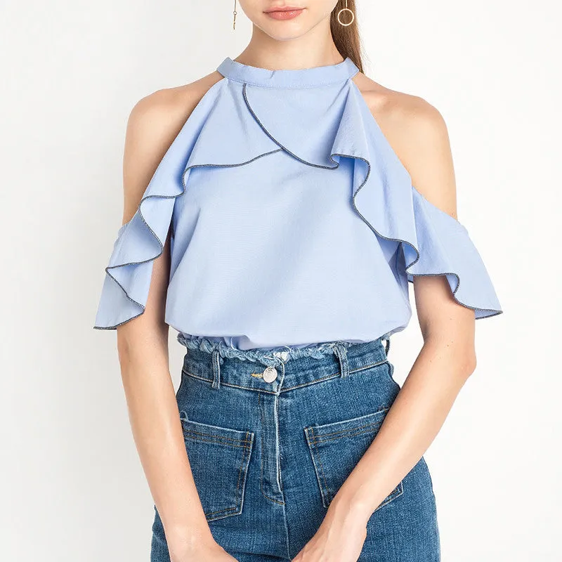 Kelly Baby Blue Ruffle Halter
