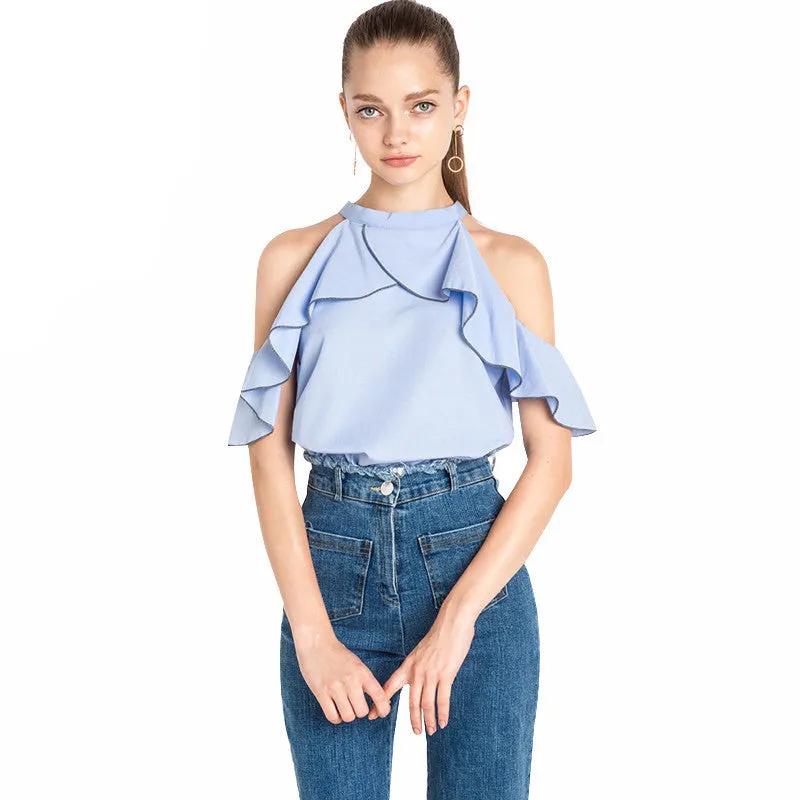 Kelly Baby Blue Ruffle Halter