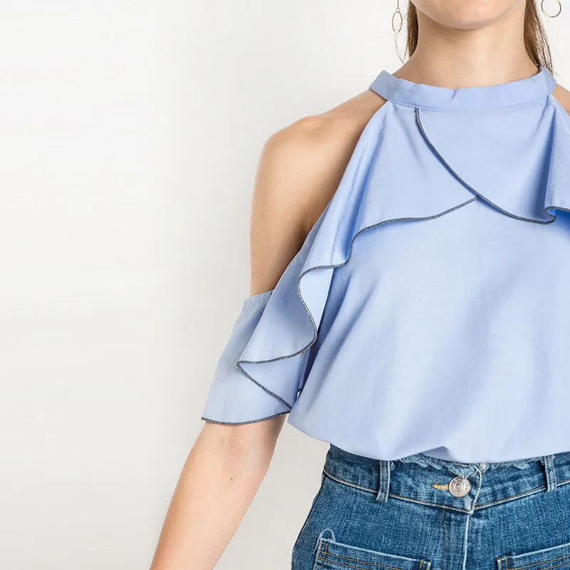 Kelly Baby Blue Ruffle Halter