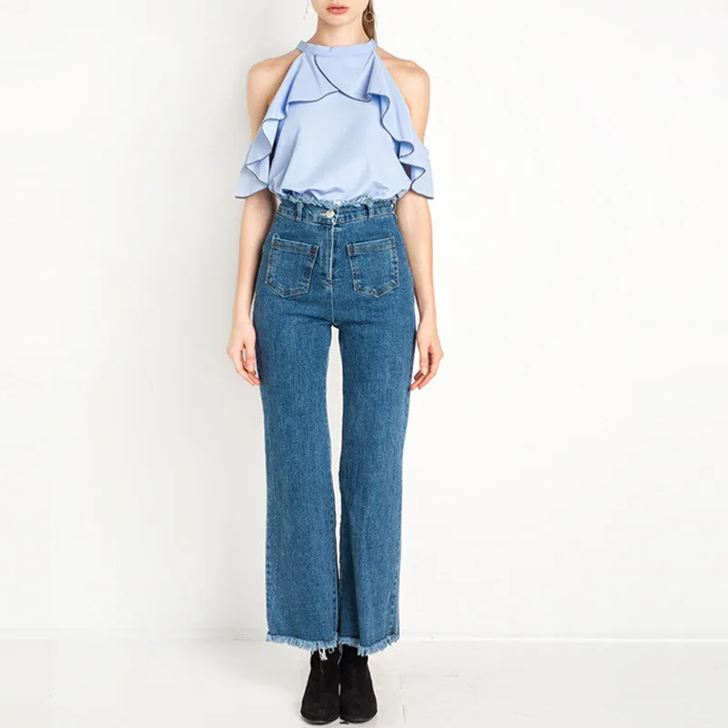 Kelly Baby Blue Ruffle Halter