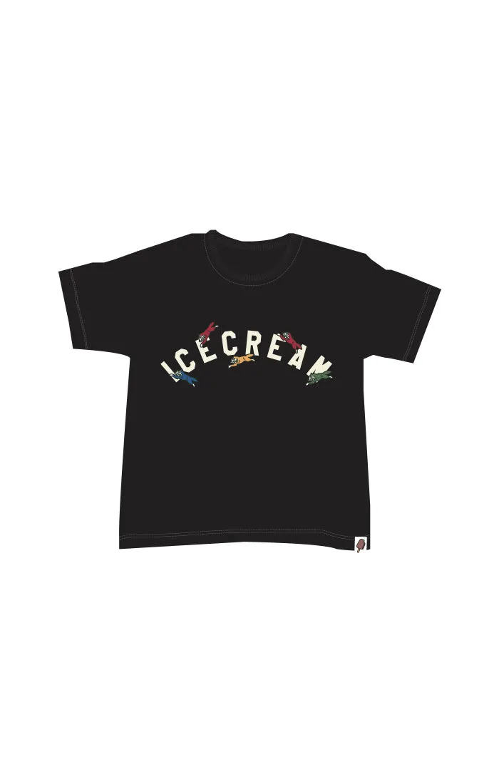 KIDS PRINTED TEE WITH EMBROIDERIES - BLACK