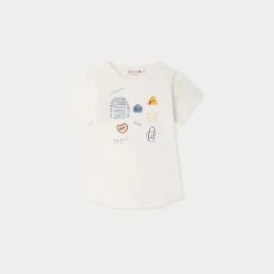 Kids White Printed T-Shirt